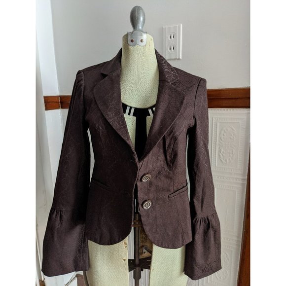 Tristan & Iseut vintage brown brocade jacket with bell sleeves - Picture 12 of 14